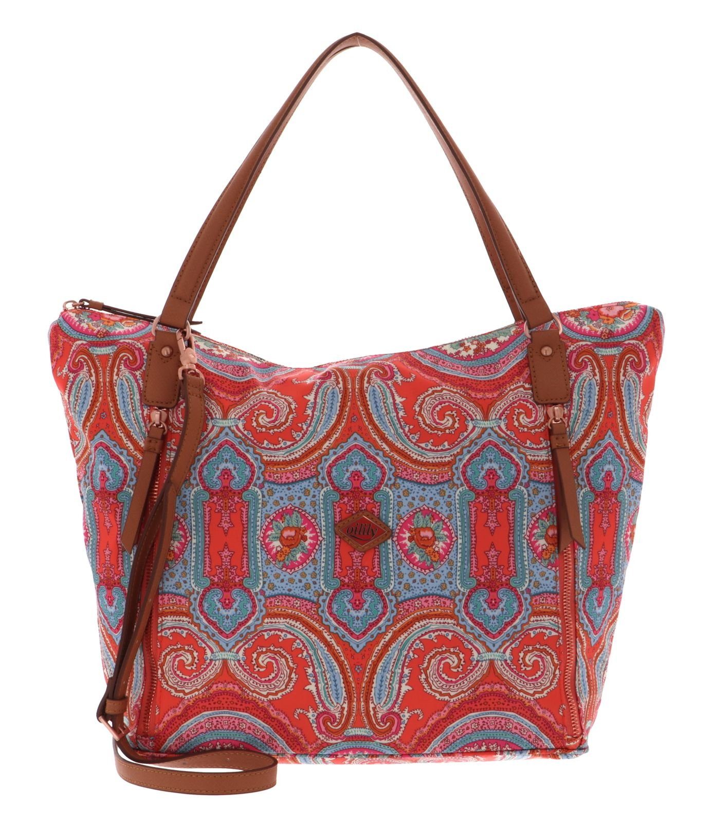 Oilily Shopper City Rose Paisley Hot Coral