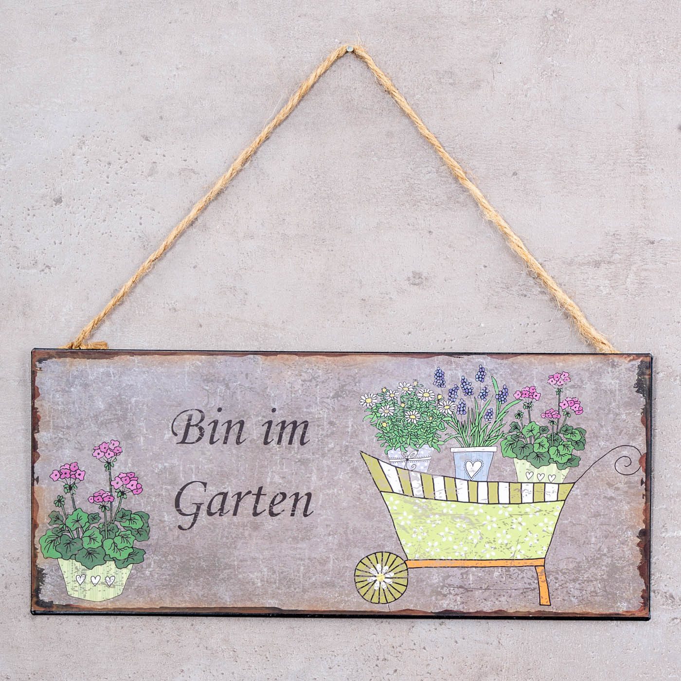 Levandeo® Metallbild, Gartenschild L30cm Bin im günstig online kaufen