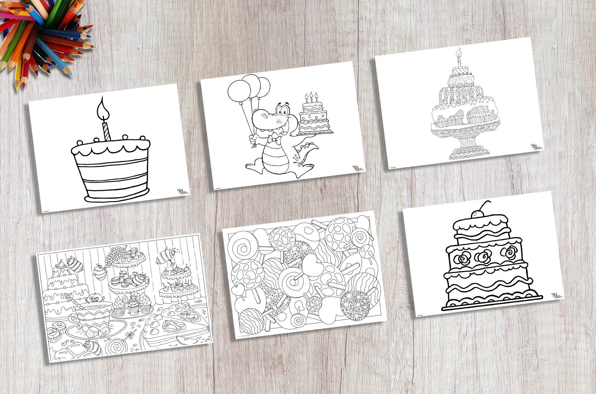 Tischsetmacher Platzset (Platzsets) Tischsets I Platzsets - Malvorlagen für Kinder 'Kindergeburtstag-Set zum Ausmalen' - 6 Motive à 2 Stück aus hochwertigem Papier 44 x 32 cm