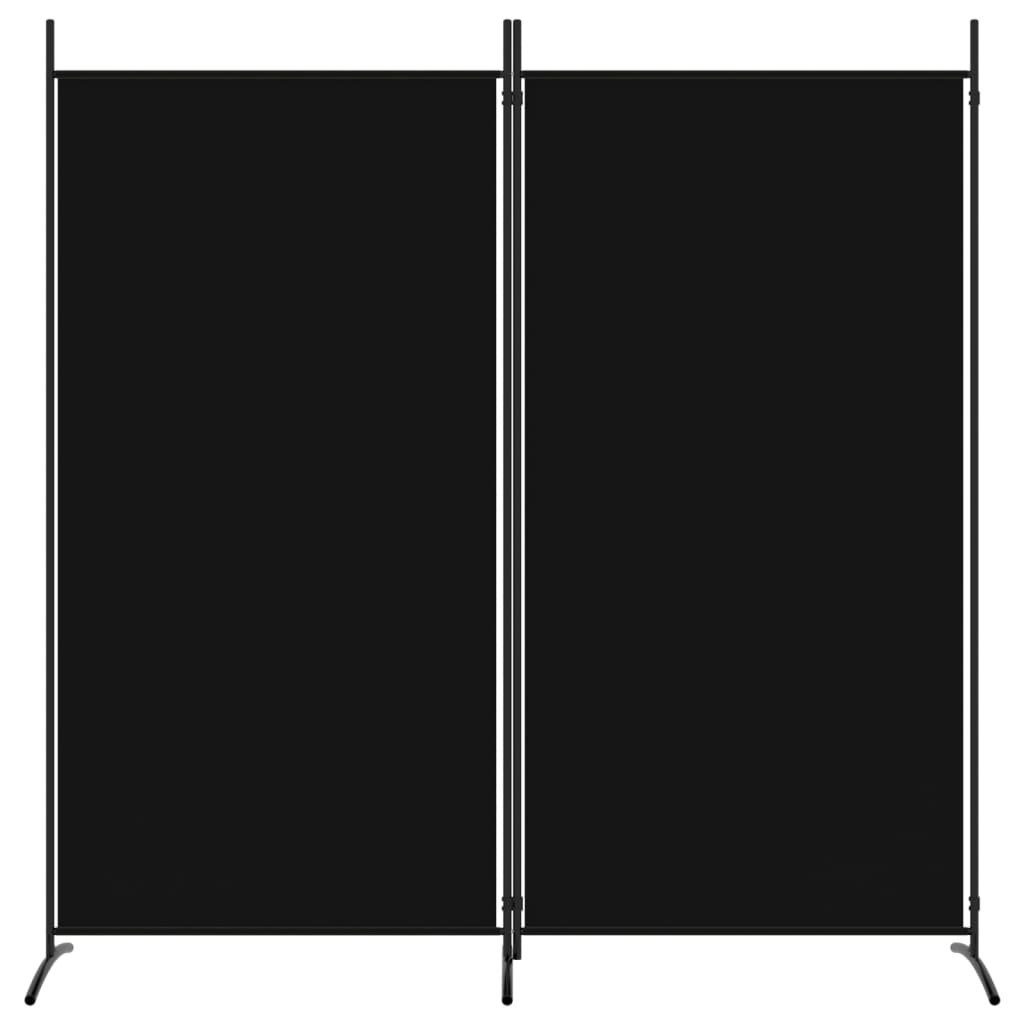 vidaXL Paravent 175 x 180 cm 2-tlg Paravent Schwarz 175x180 cm Stoff Spanische Wand Ra