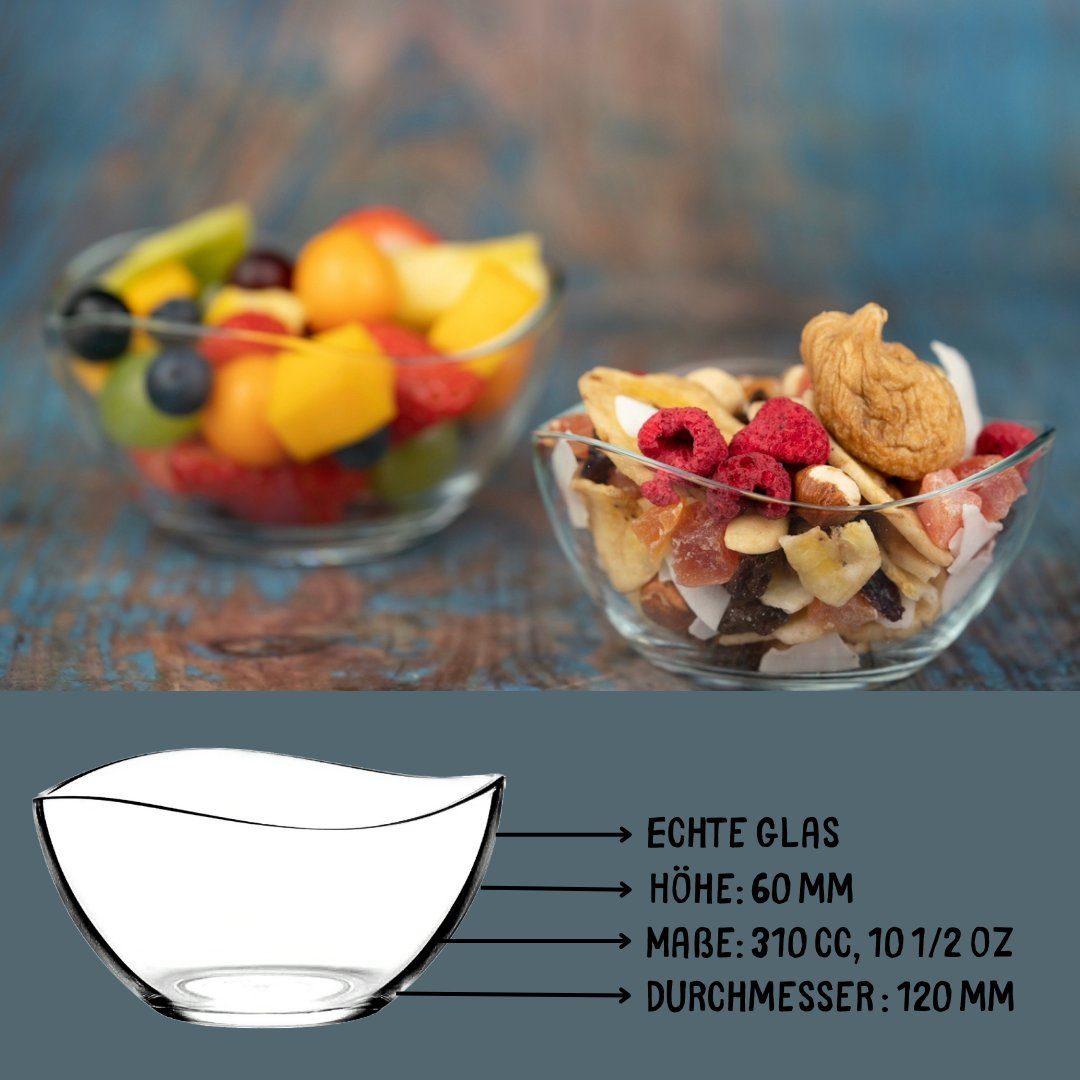 Müslischale LAV Knabberschale Schüssel Glas, Snackschale Glasschalen Set Schüssel (12-tlg) Salat,