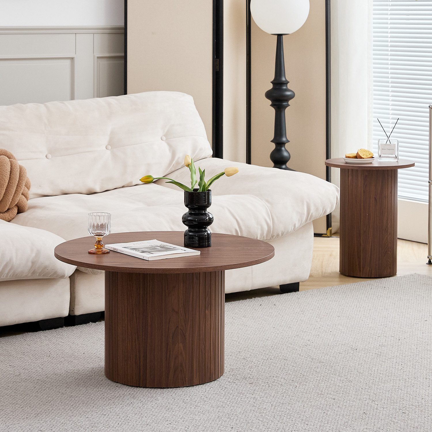 GrandCA HOME Couchtisch 2er Set Couchtisch, Runder Beistelltisch im Modernen Stil (2-St), aus MDF