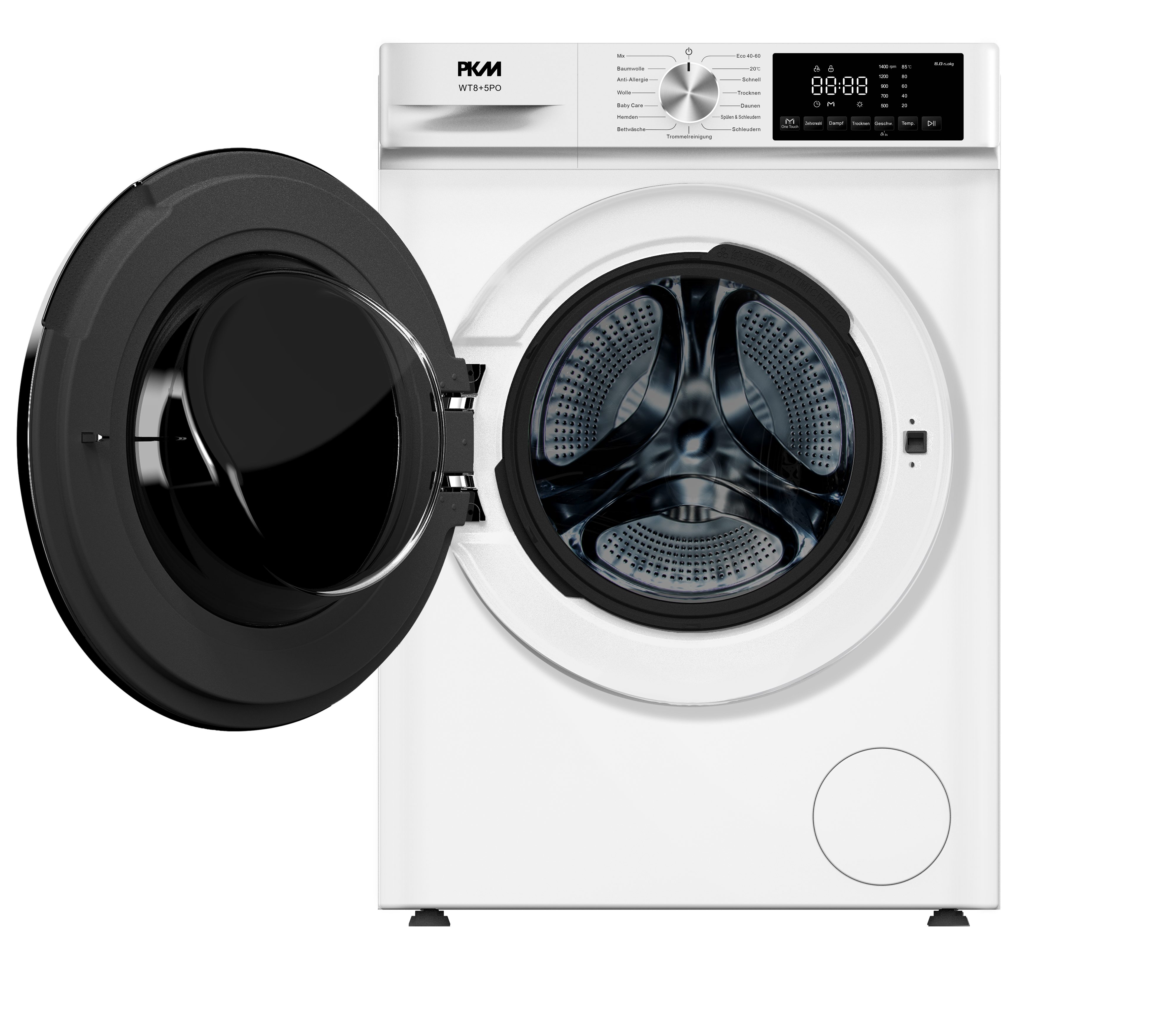 PKM Waschtrockner WT8+5PO, 8 kg, 5 kg, 1400 U/min, Startzeitvorwahl LED Display Kindersicherung