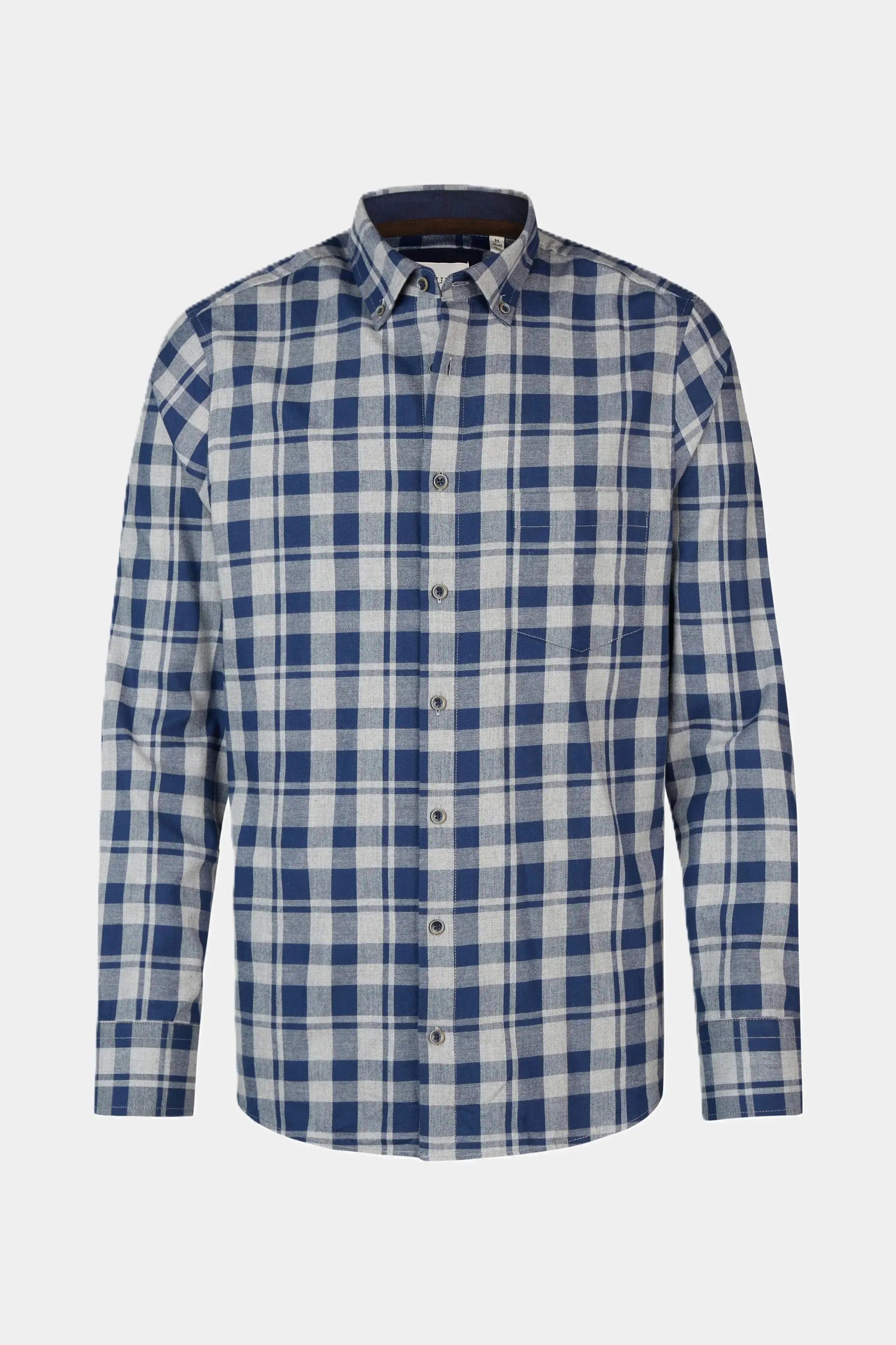 Haupt Langarmhemd Haupt Flanell Modern Fit Langarm Herrenhemd mit Karomuste günstig online kaufen