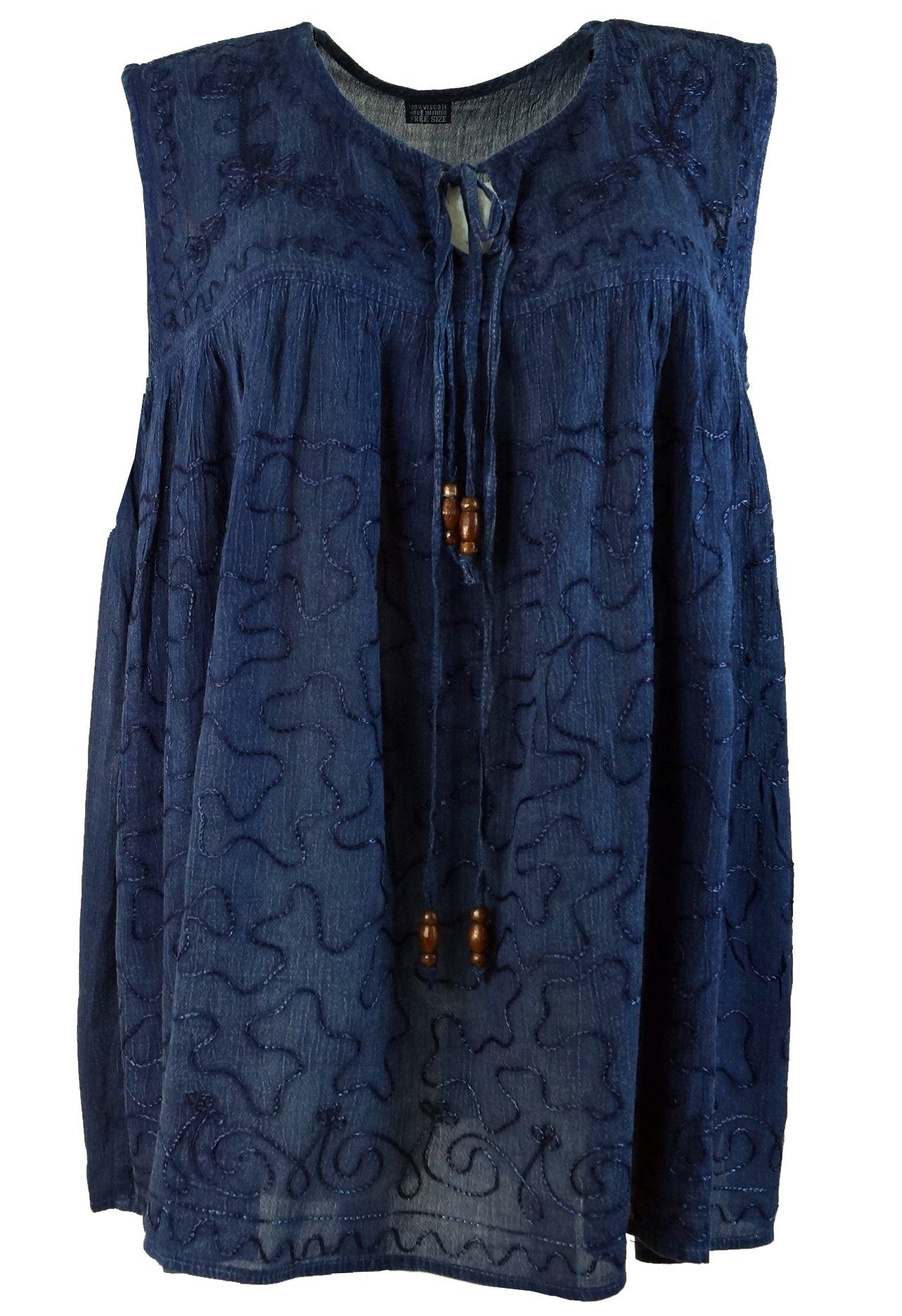 Guru-Shop Longbluse Blusentop Boho chic, Hippie Bluse - blau alternative Bekleidung
