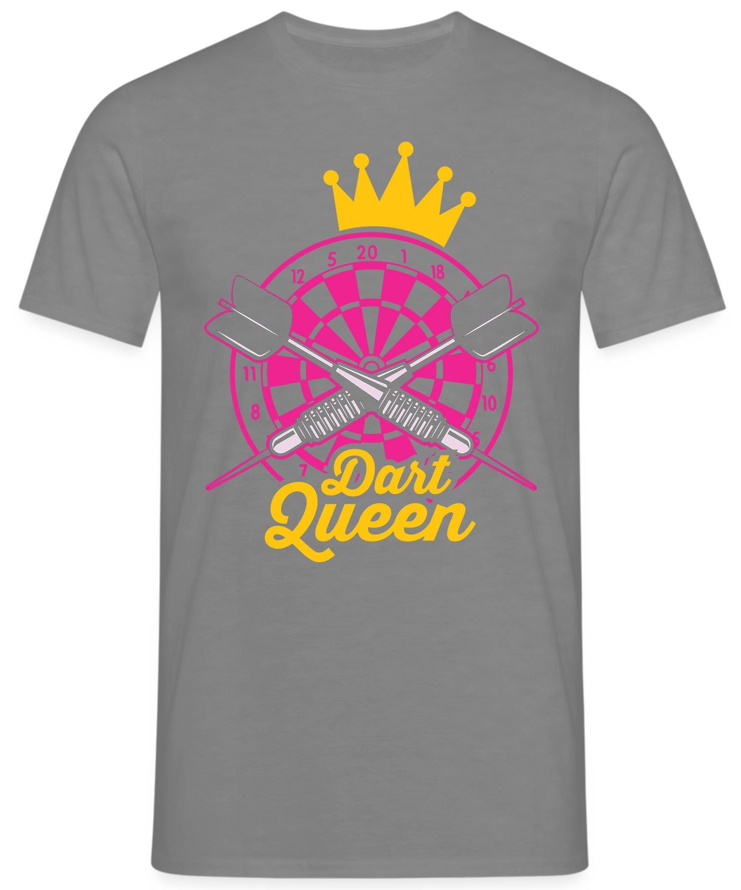 Quattro Formatee Kurzarmshirt Dart Queen (1-tlg) Grau T-Shirt Dartscheibe Dartpfeil - Herren Dartspieler Heather