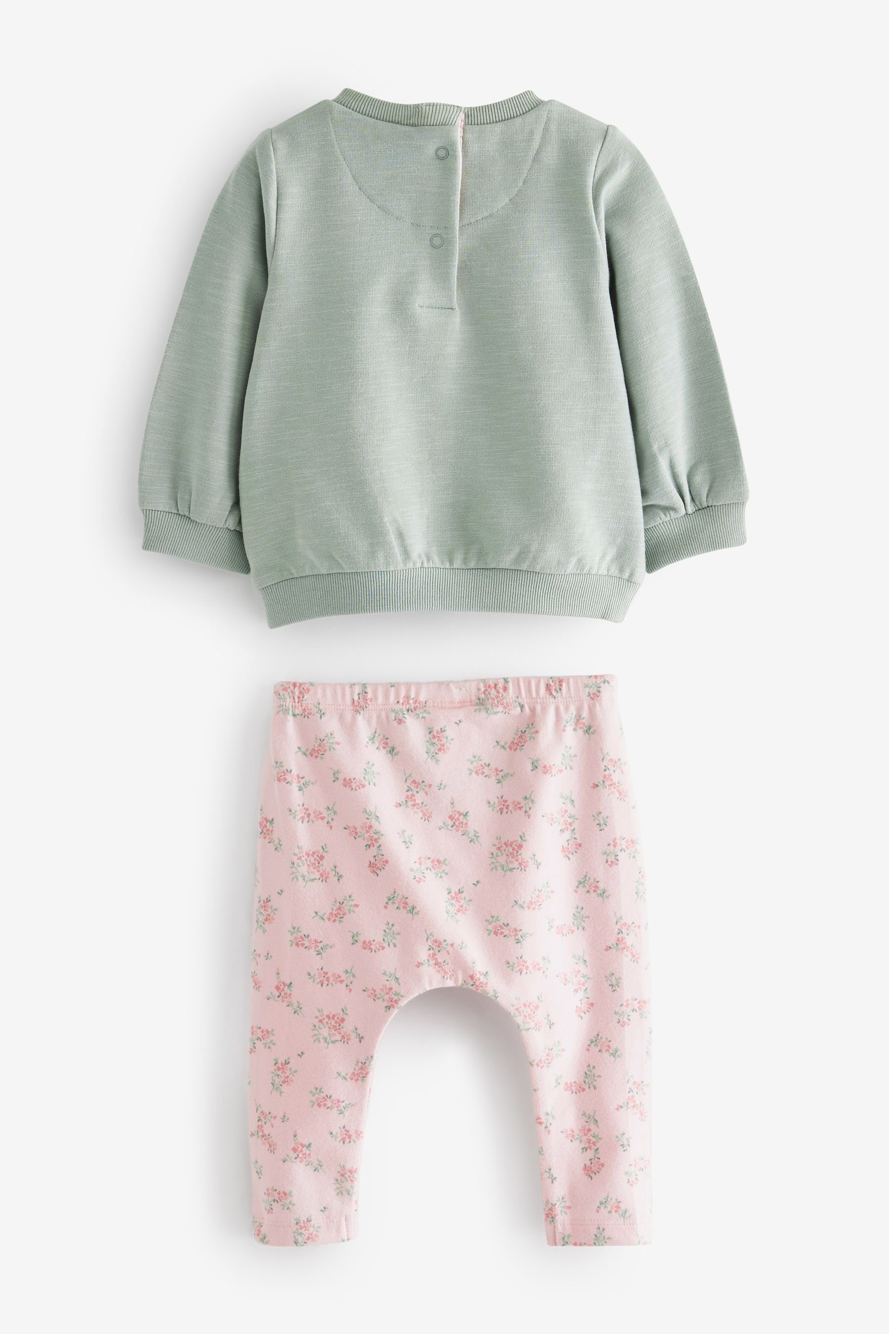 Next Shirt & Leggings Mint und Sweatshirt Floral Leggings mit Green Babyset (2-tlg) 2-teiliges