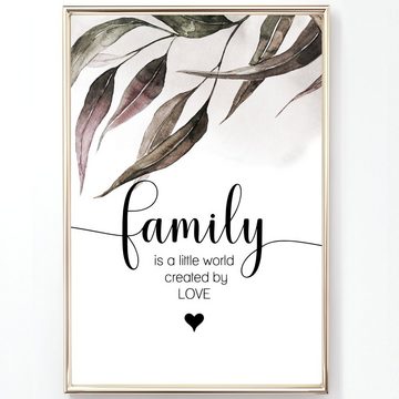 homestyle-accessoires Poster Bilderset FAMILY IS A LITTLE WORLD - LOVE 3er SET, Ohne Bilderrahmen