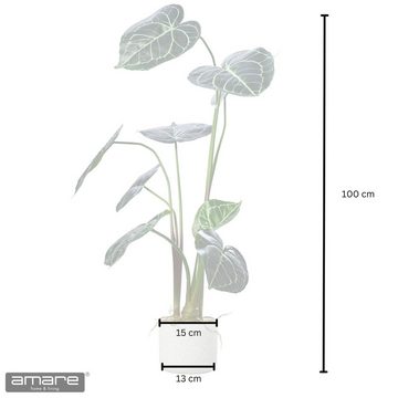 Künstliche Zimmerpflanze Dekopflanze Anthurium clarinervium im Topf, Amare home, Höhe 100 cm