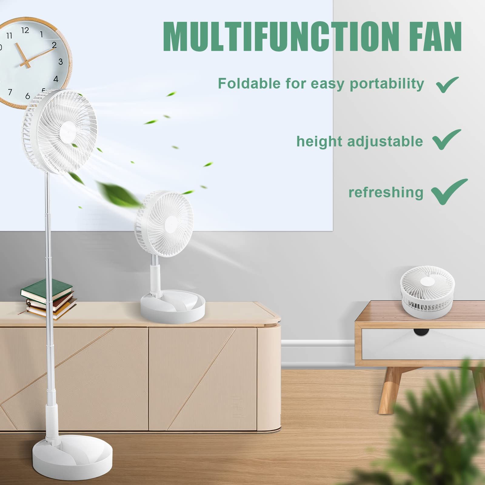 BlingBin Standventilator USB-aufladbarer Faltbarer Tischventilator Kabellos günstig online kaufen