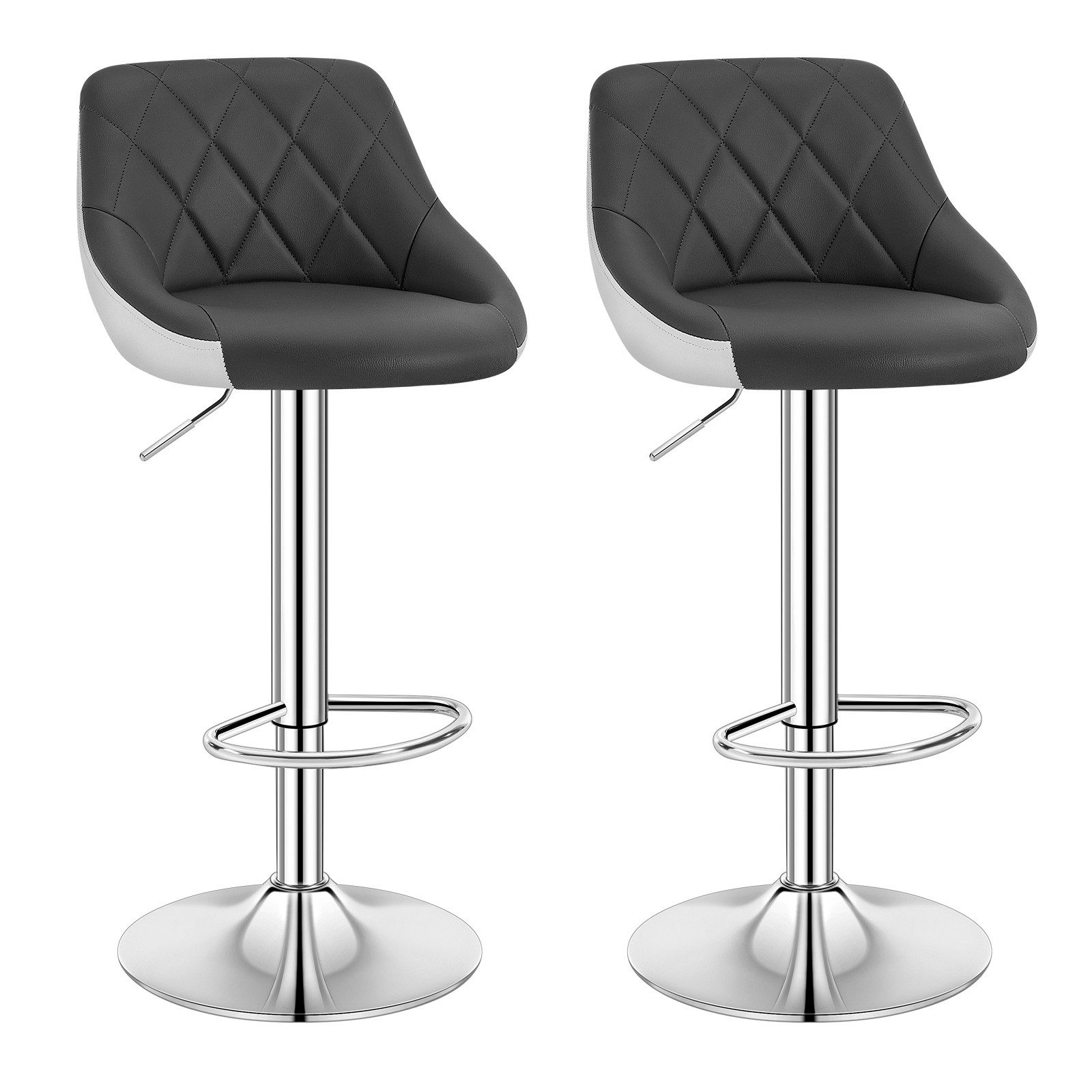 Woltu Barhocker (2 St), höhenverstellbar, drehbar, aus Kunstleder, verchromtem Stahl