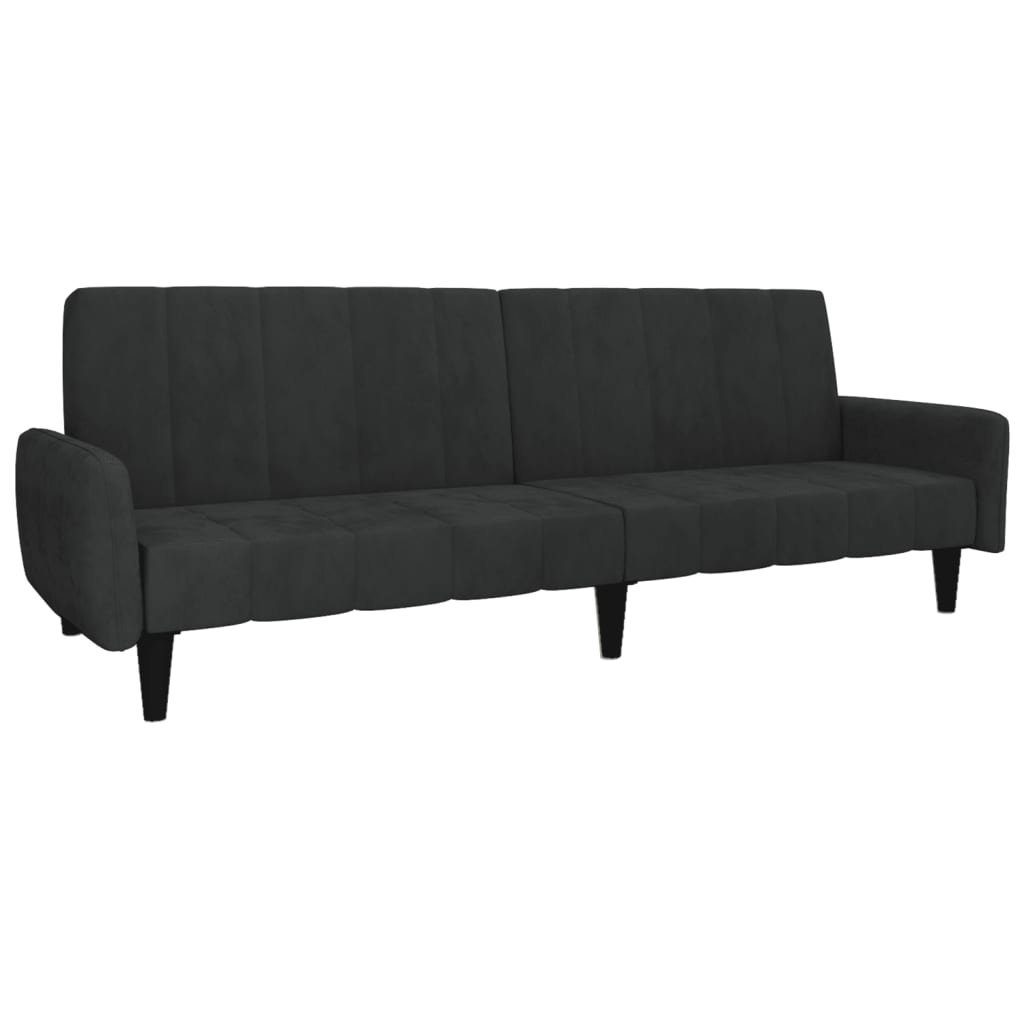 Schlafcouch Schlaffunktion vidaXL Schlafsofa 2-Sitzer Schwarz Sofa Samt