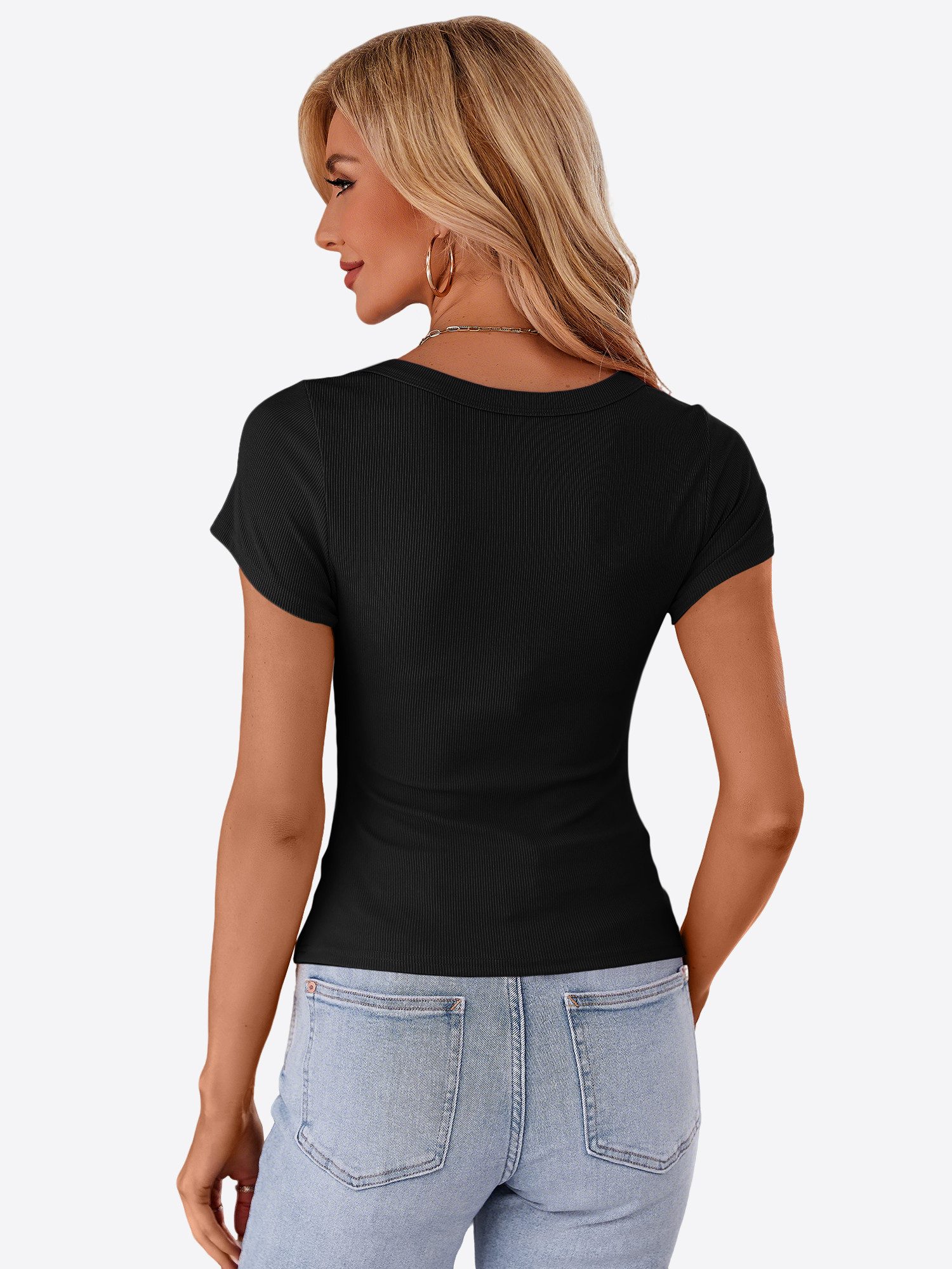 Imily Bela T-Shirt Damen Rippstrick-Top mit tailliert geschnitten (Packung, günstig online kaufen