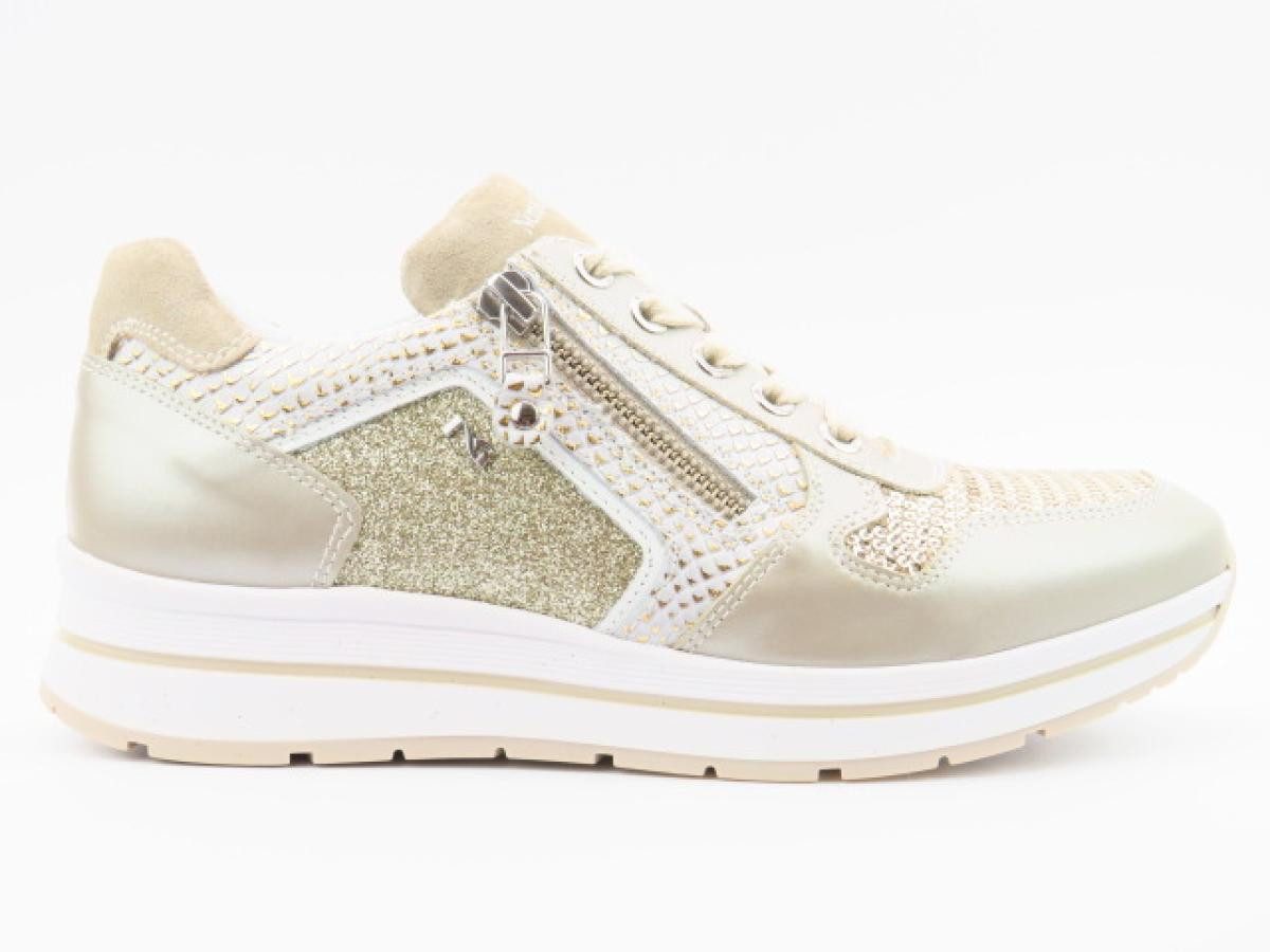 Nappa/Met. elfenbein/gold Schnürschuh