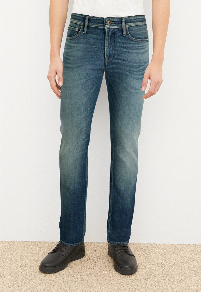 Jack & Jones Regular-fit-Jeans JJICLARK mit Used-Look und Stretch für den Alltag mit Abriebeffekten – Bild 4 von 5