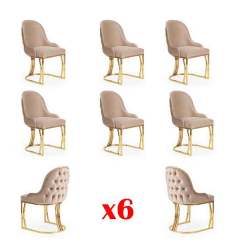 JVmoebel Esszimmerstuhl, Set 6x Sessel Stuhl Design Metall Polster Stühle Gastro Esszimmer