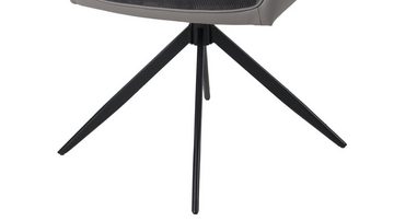 Die Möbelfundgrube® Armlehnstuhl HEDDA grau / Cordbezug, 360 Grad Drehfunktion / Metallgestell schwarz