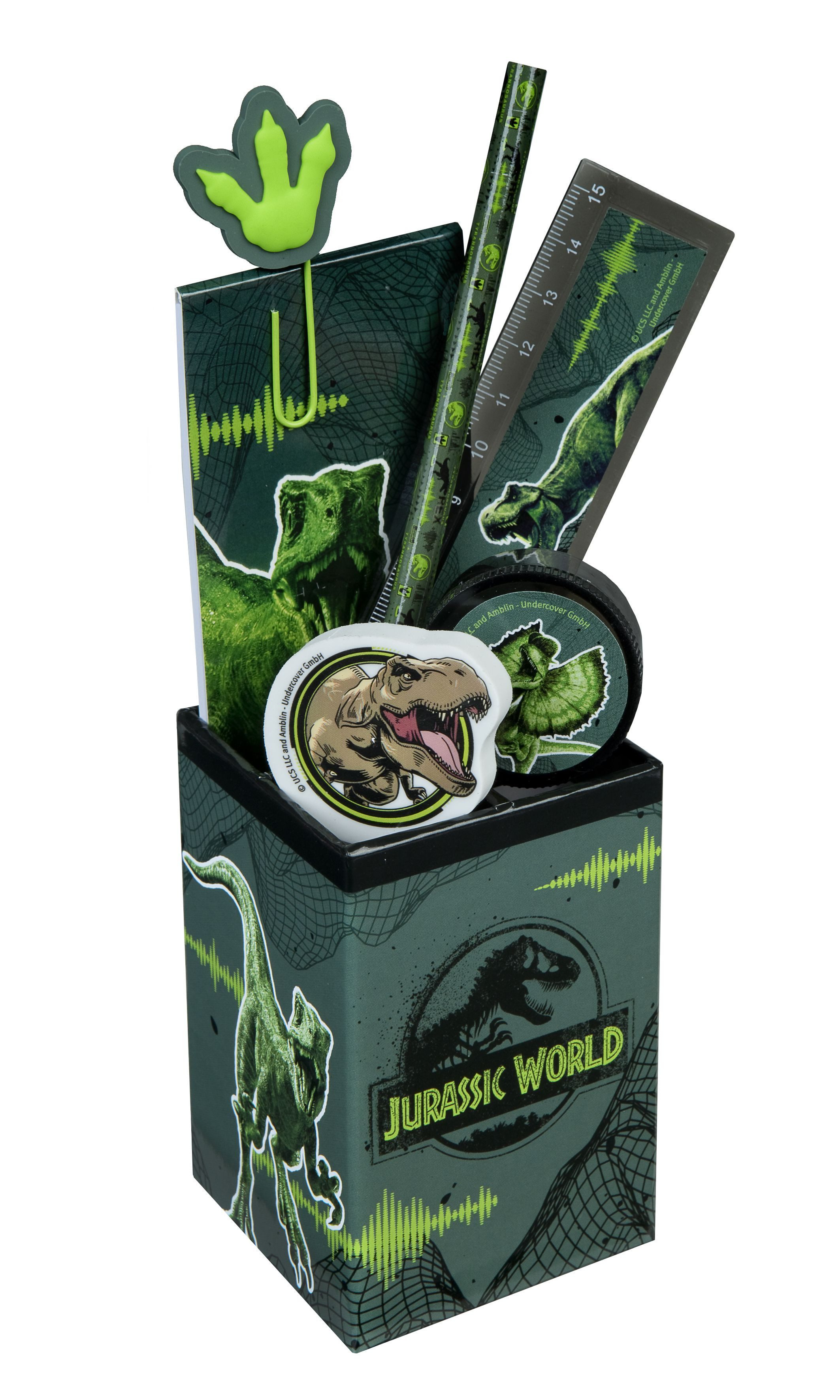 Jurassic World Bleistift Gefüllter Stifthalter – 7-teiliges Set für kreative Kinder