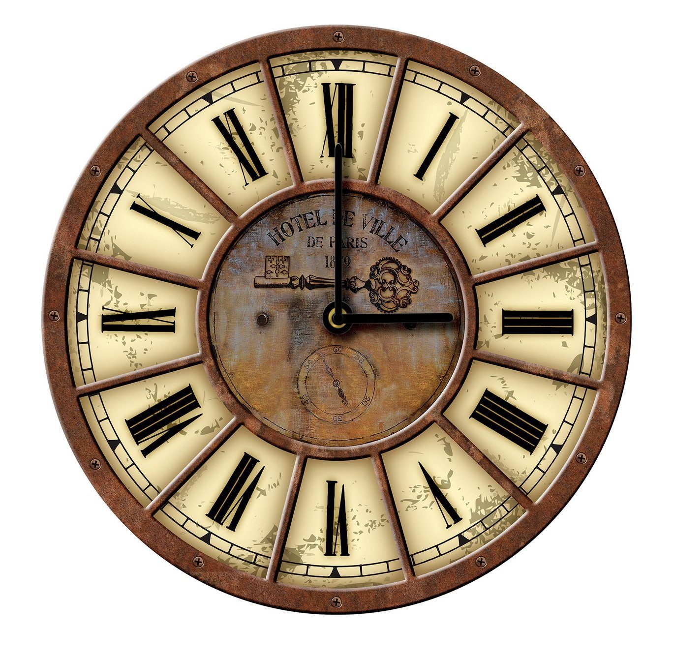 Wallarena Wanduhr Vintage Holz MDF XXL groß Wanduhren Rund Uhr Holzuhr Shab günstig online kaufen