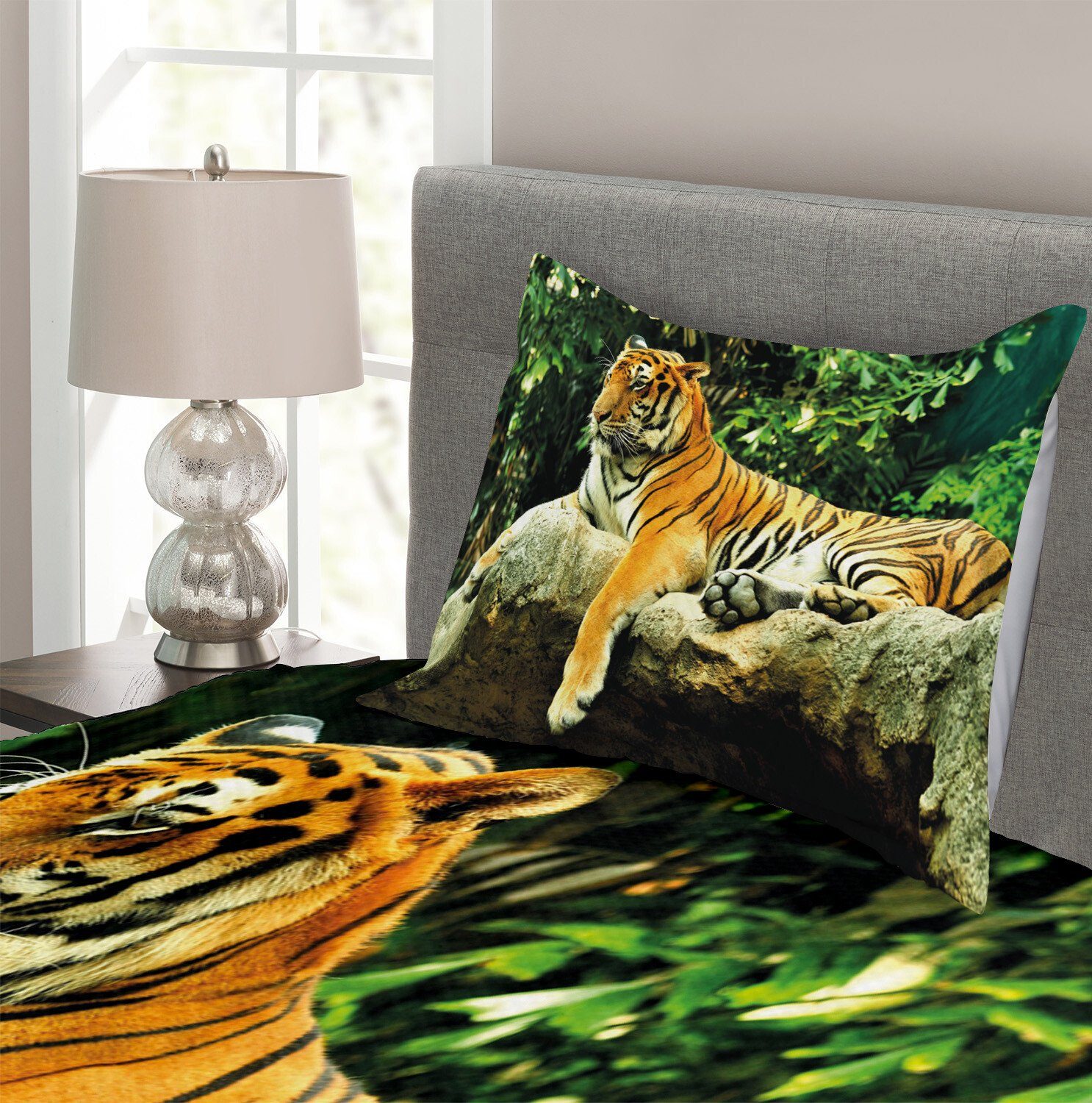 Tagesdecke Set Abakuhaus, Big Waschbar, Kissenbezügen in Resting Wald Cat mit Tiger