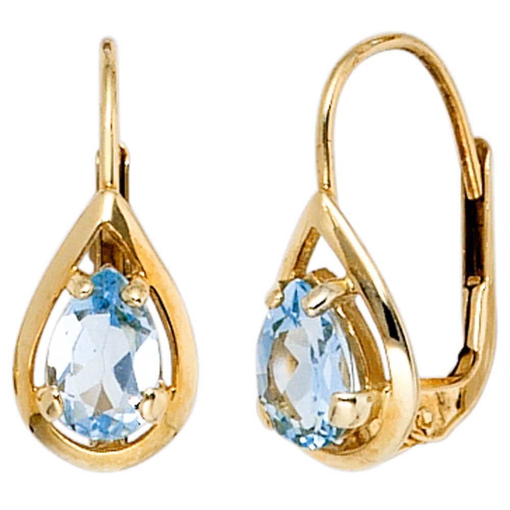 Schmuck Krone Paar Ohrhänger Ohrringe mit Blautopas Tropfen 333 Gelbgold, G günstig online kaufen