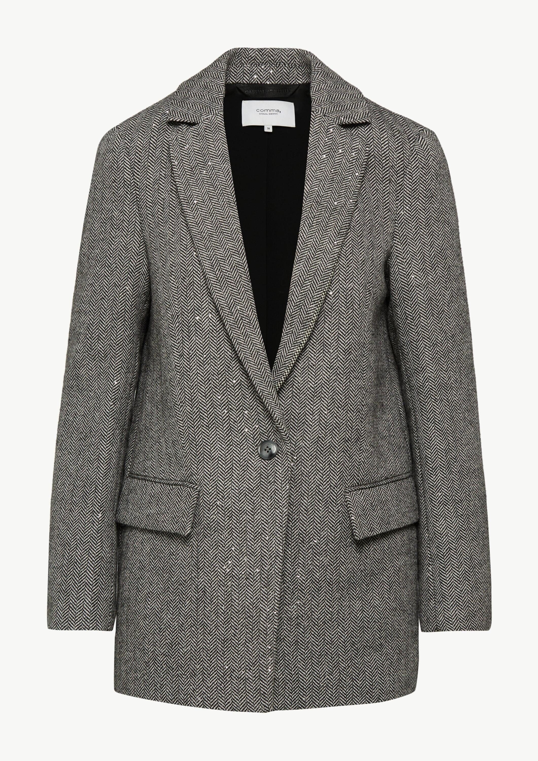 comma Jackenblazer Indoor-Blazer Wollmix-Blazer mit zarten Pailletten