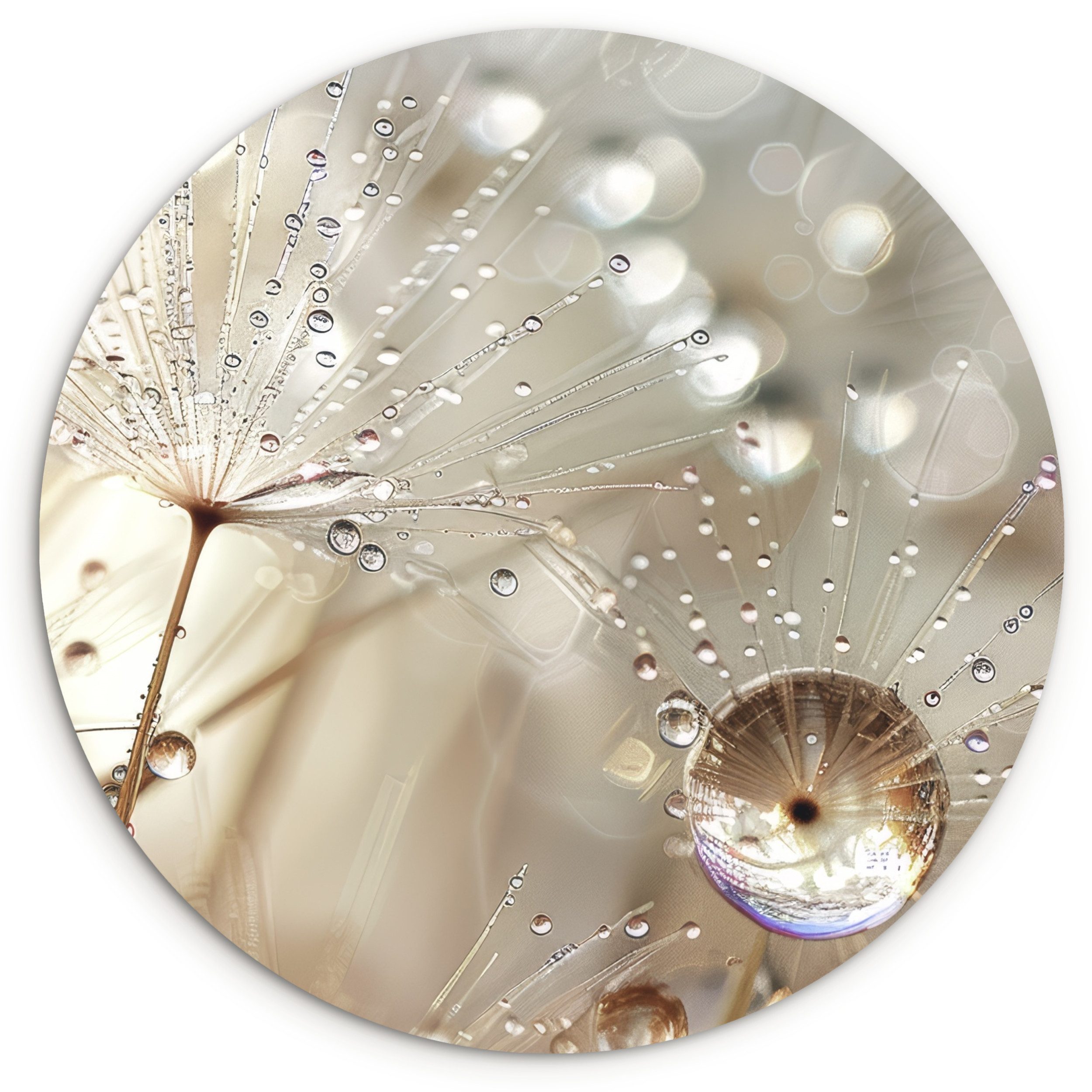 MuchoWow Gemälde Natur - Blumen - Tropfen - Regen, Fotodruck (1 St), Kreis Wanddekoration, Rundes Wandbild, 30x30 cm