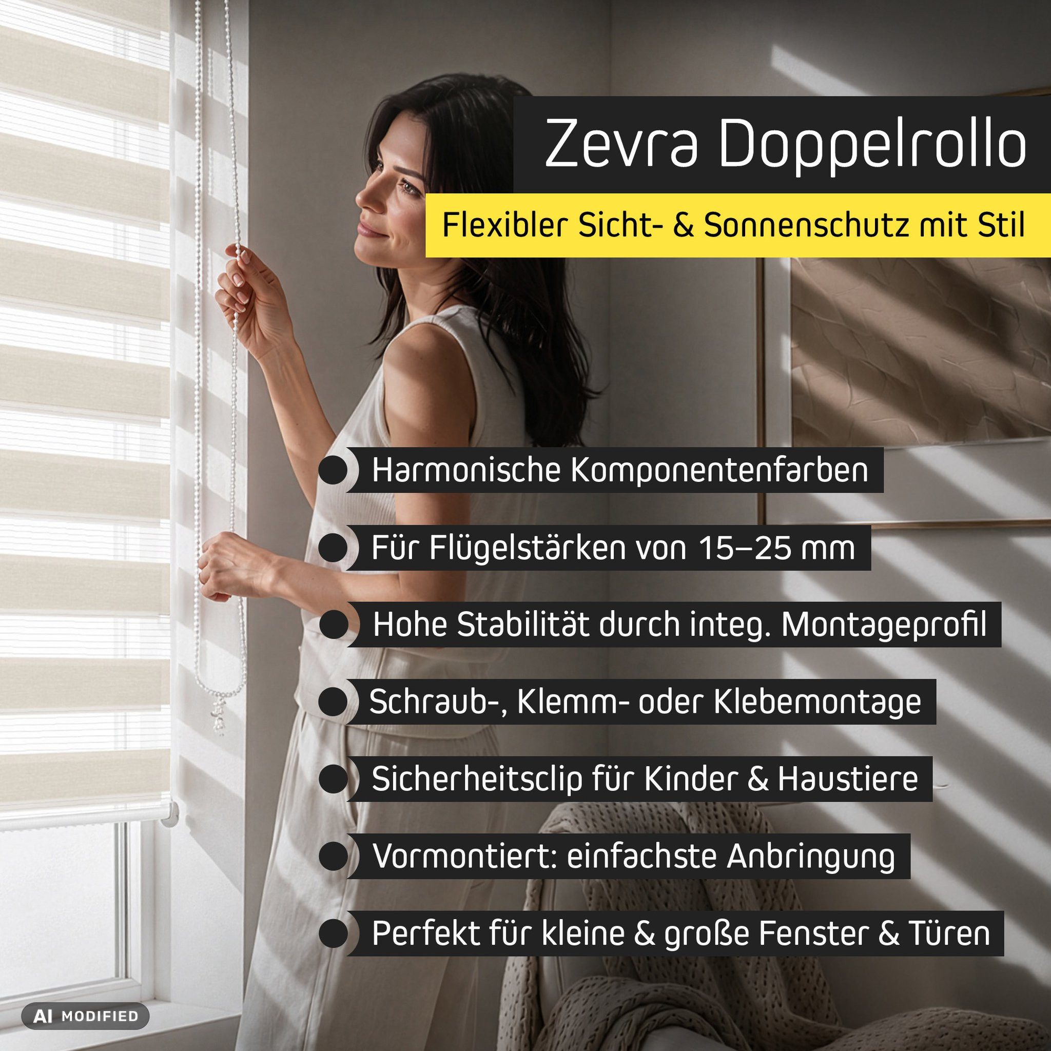 Doppelrollo Zevra Doppelrollo Duo Rollo 35x160cm dunkelgrau dunkelgrau, Victoria M., halbtransparent, ohne Bohren, freihängend, verschraubt, Feuchtraumgeeignet, – Bild 2 von 5