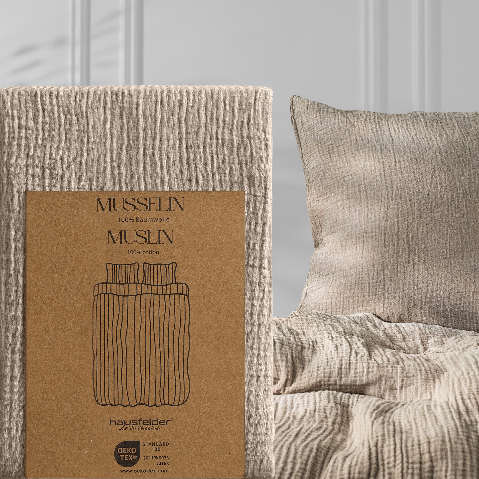 Hausfelder Bettwäsche Musselin 4er Set, 2 Bettbezug 135x200 + 2 Kissen 80x8 günstig online kaufen