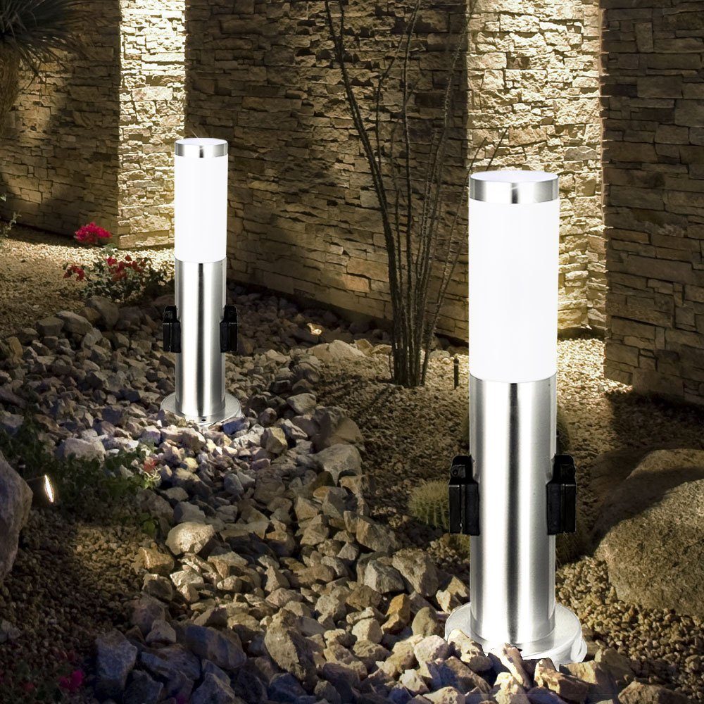 LED AußenStehlampe, 2er Set 7 Watt LED Edelstahl Outdoor Steh