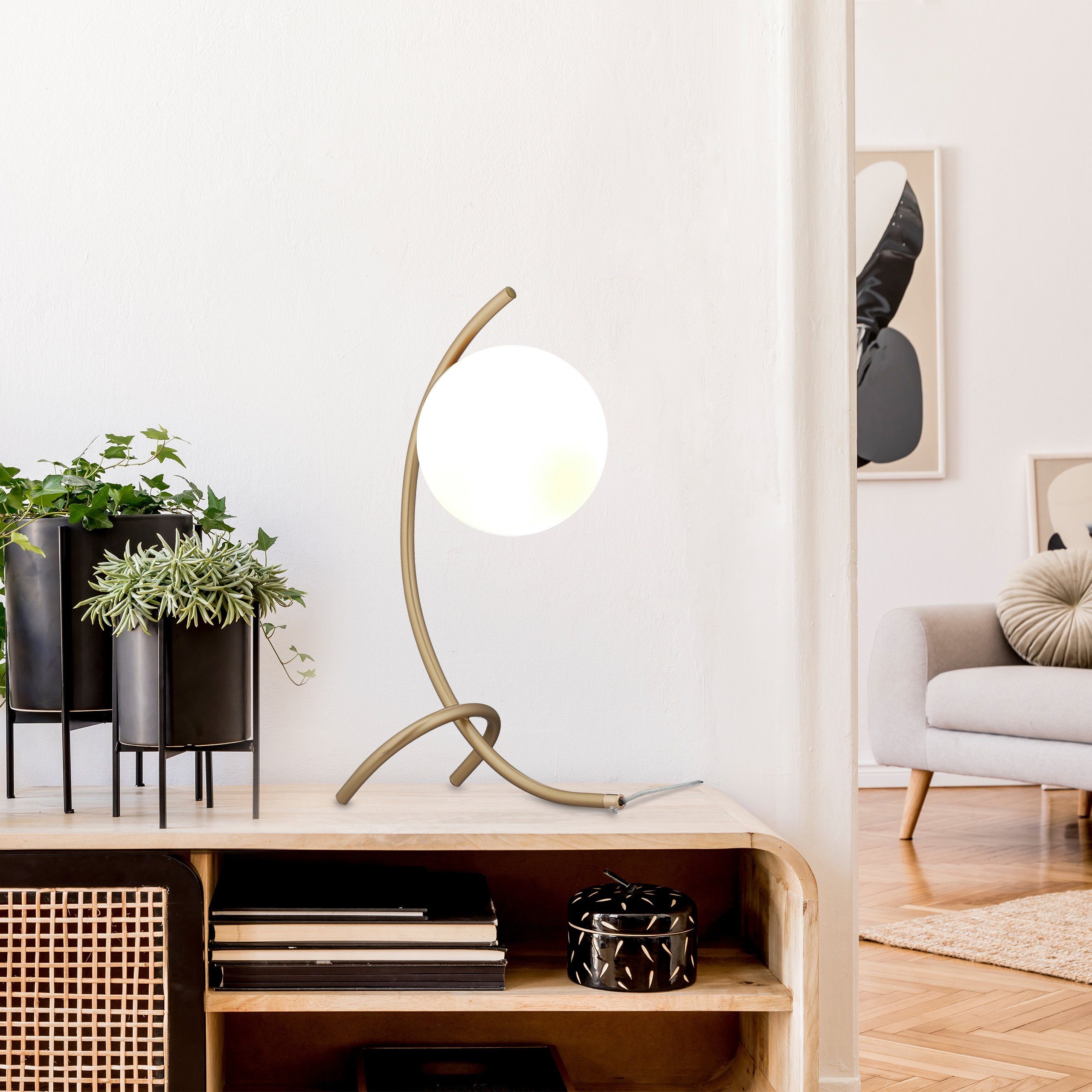 relaxdays Tischleuchte Tischlampe Kugel geschwungen günstig online kaufen