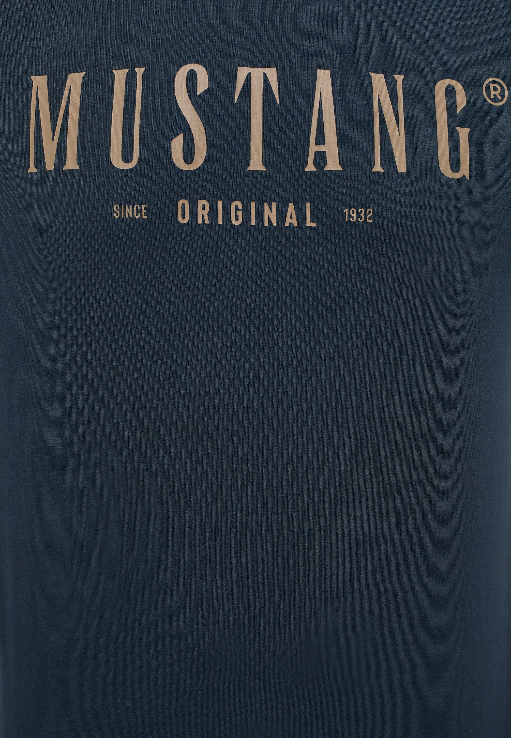 MUSTANG Mustang Print-Shirt navy Kurzarmshirt