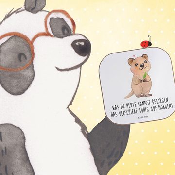 Mr. & Mrs. Panda Getränkeuntersetzer Quokka Happy - Weiß - Geschenk, lustige Sprüche, Bierdeckel, Tiermoti, 1-tlg., Liebevolle Motive