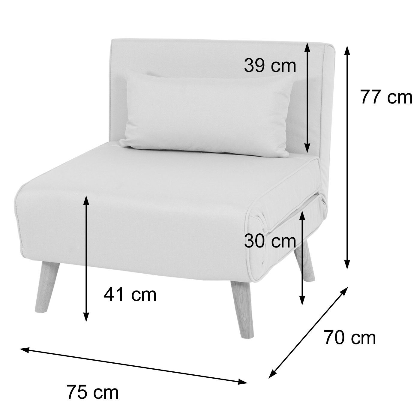 Schlaffunktion einklappbar, Rückenlehne Standfüße MCW-D35, MCW arretierbar, hellgrau Sessel