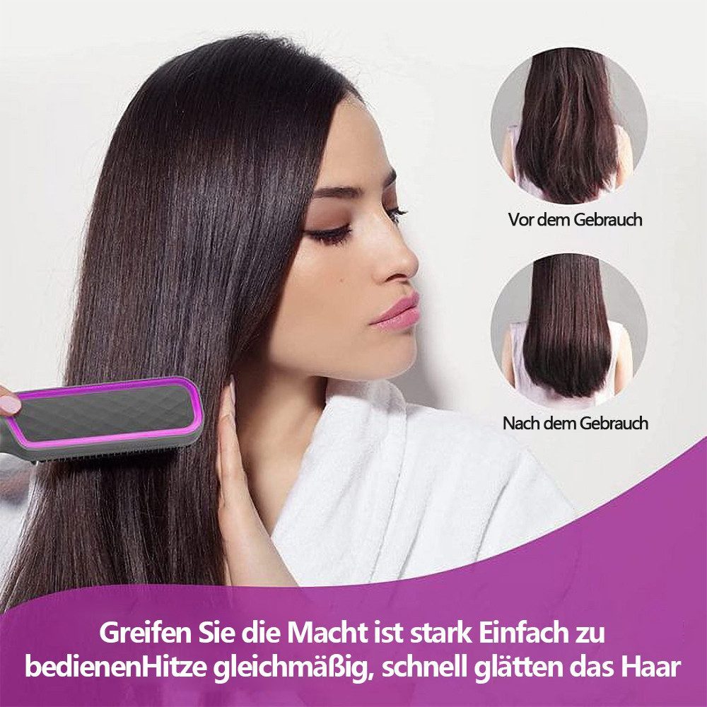 MOPUEA Haarglättbürste Haarglätter Bürste Glättbürste mit LED-Anzeige mit Verbrühungsschutz, 30s Schnelles Aufheizen, Professionelles Haarwerkzeug zum Stylen
