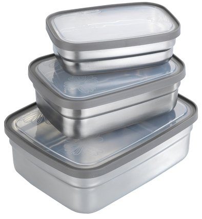 Maximex Lunchbox Edelstahl, Edelstahl, (Set, 3-tlg), Brotdosen in 3 Größen, luftdichte Deckel, spülmaschinengeeignet