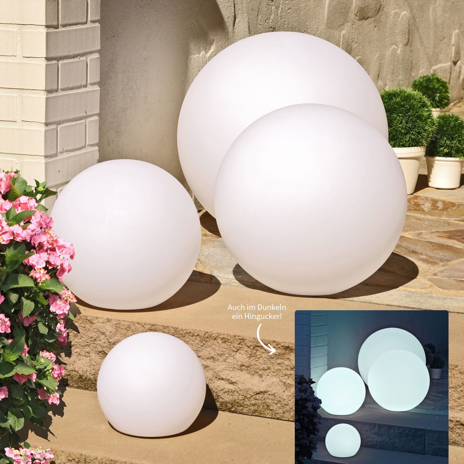 VERDOBA LED Kugelleuchte LED Gartenleuchte - Kugelleuchte Innen & Außen - Leuchtkugel mit Akku, LED, 16-60 Lumen (je nach Farbe)