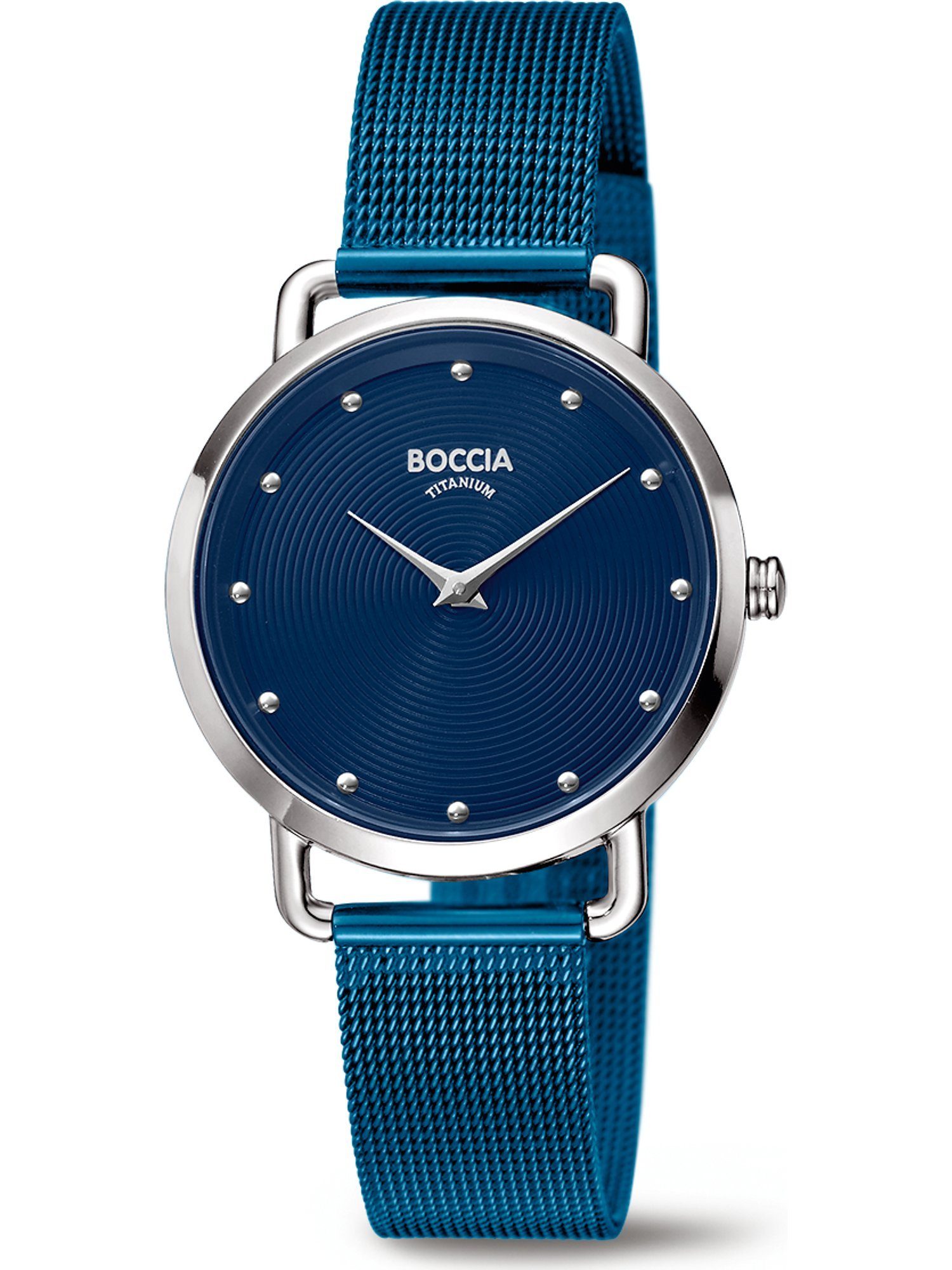 Damen-Uhren Quarz, Boccia Quarzuhr blau Analog Boccia Klassikuhr