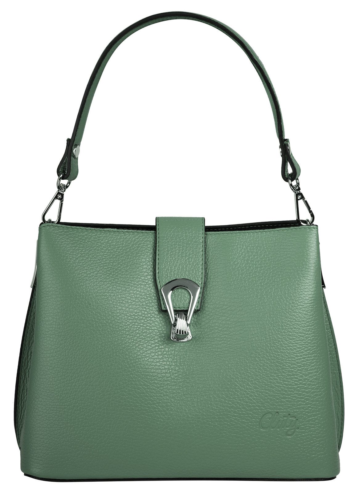 Cluty Umhängetasche, echt Leder, Made in Italy