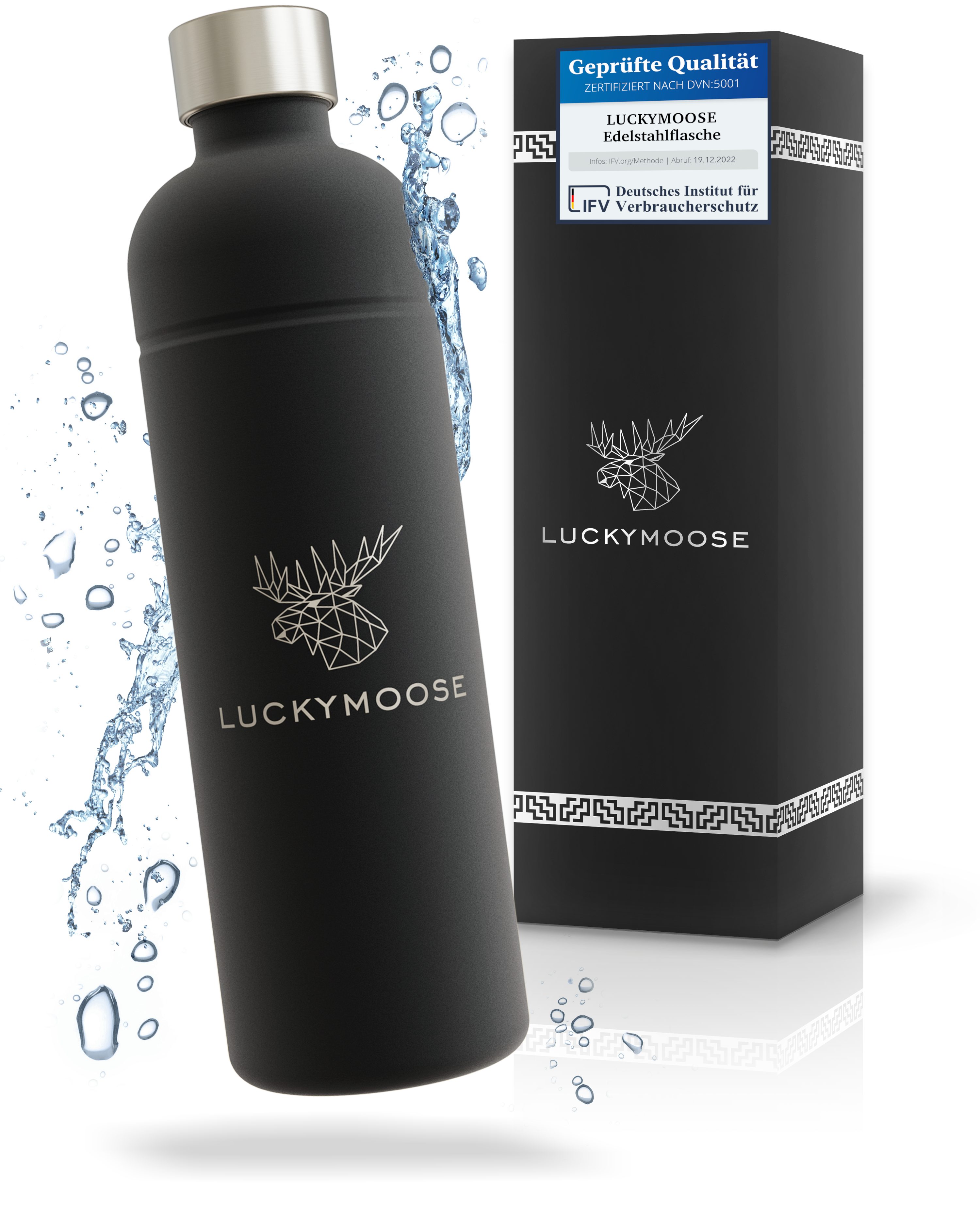 Luckymoose Wassersprudler Flasche Infinity, (für Aarke Carbonator 3, Phlips GoZero & Brita SodaOne), Spülmaschinenfest & ohne Ablaufdatum