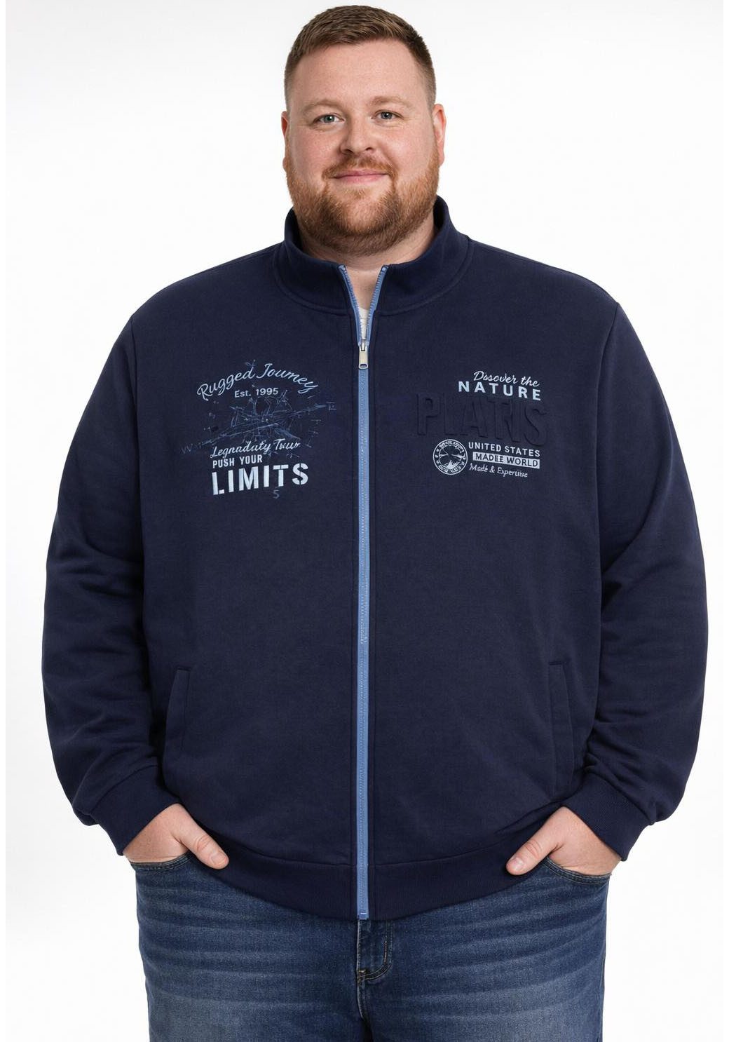 Man's World Plus Sweatjacke aus angerauter Sweatware, Regular Fit, Langarm- günstig online kaufen