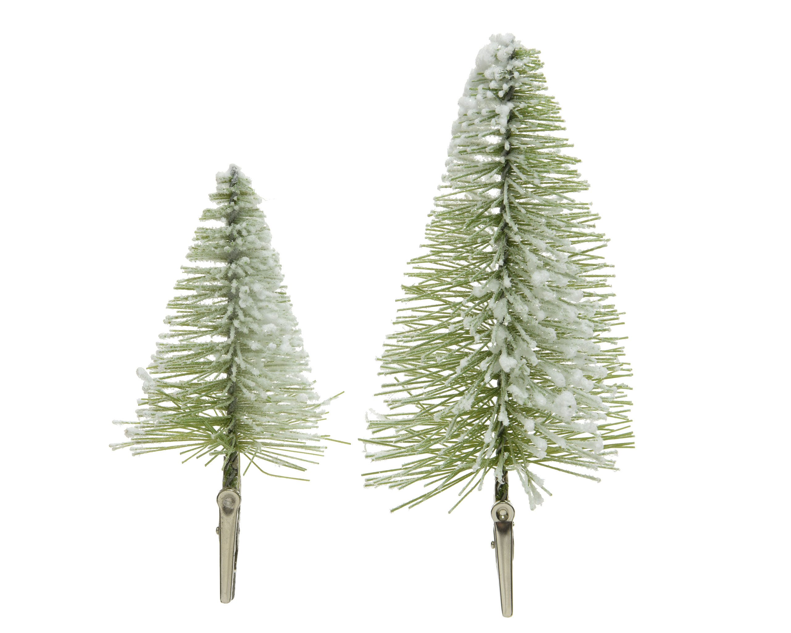 Kaemingk Künstlicher Weihnachtsbaum, Deko Baum 8x8-14cm Kunststoff Bäumchen mit Clip beschneit 4er Set