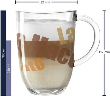 LEONARDO Latte-Macchiato-Tasse NAPOLI, Glas, 380 ml, inkl. 2 Löffel