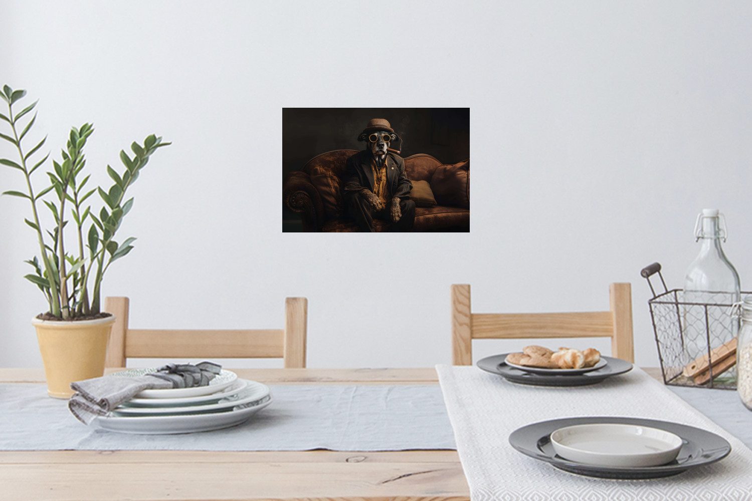 MuchoWow Wandsticker Hund - Zigarre - Hut - Anzug (1 St), Wandtattoo, Selbs günstig online kaufen