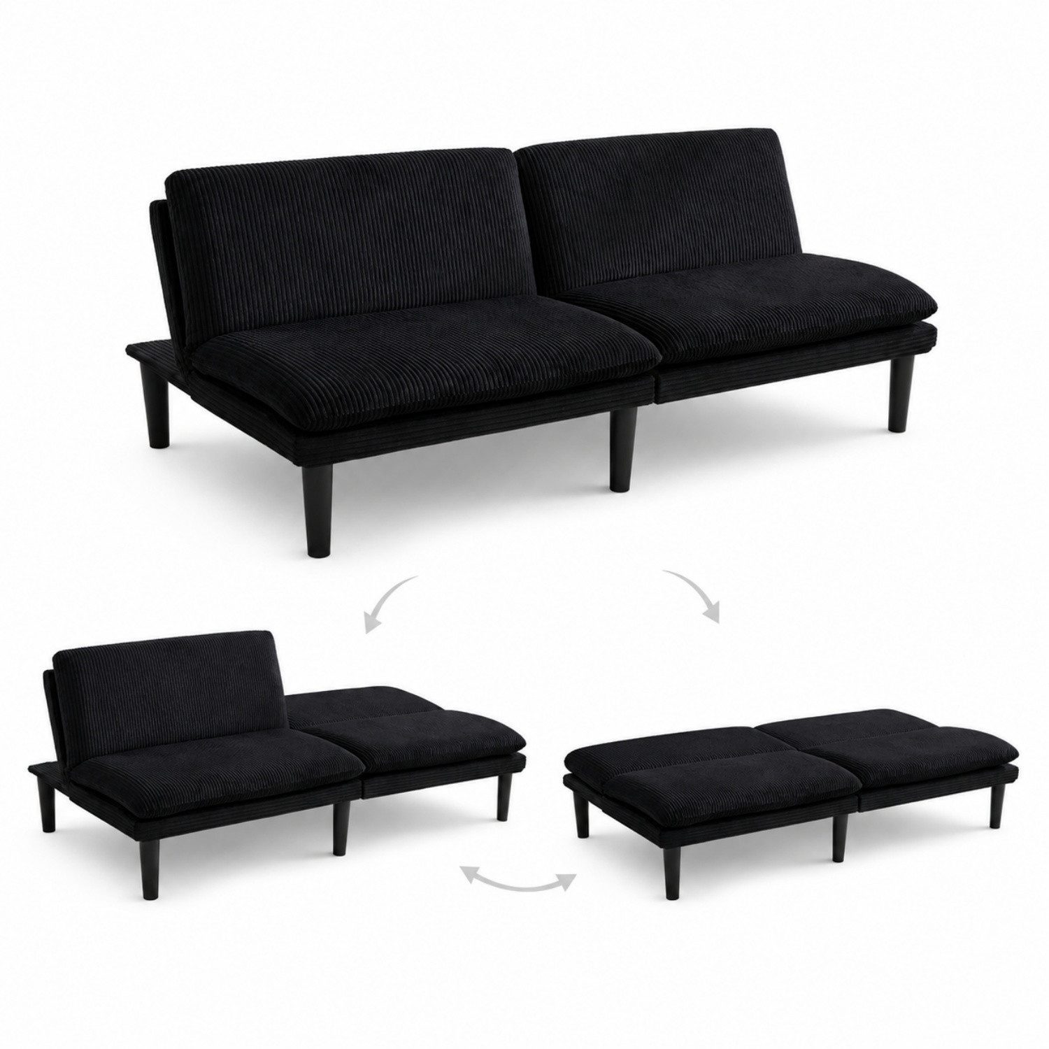 ANYSUN Schlafsofa 2-Sitzer, Klappsofa mit 3-fach verstellbarer Rückenlehne, Samtbezug, bis 240 kg belastbar, für Wohnzimmer & Gästezimmer