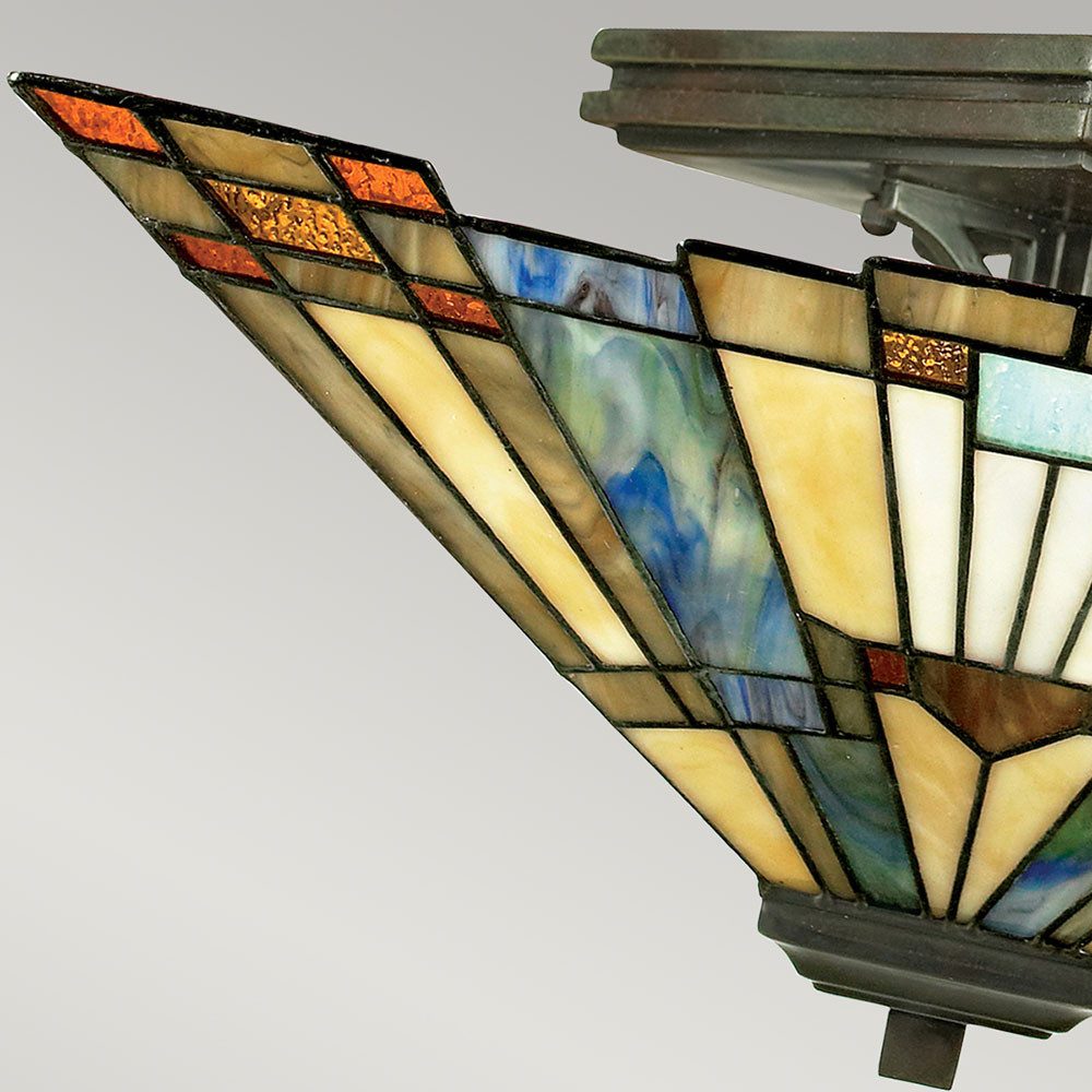 Elstead LIGHTING Wandleuchte, Leuchtmittel nicht inklusive, Wandleuchte Lampe Tiffany-Glas Metall Flurlampe Vintage Bronze D 35,6