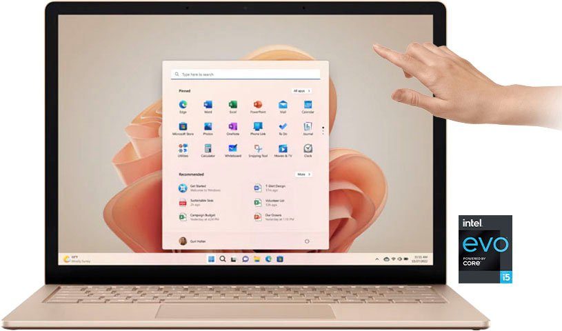 Microsoft Surface Laptop 5, PixelSense™-Display, 8 GB RAM, Windows 11 Home, Business-Notebook (34,29 cm/13,5 Zoll, Intel Core i5 1235U, Iris Xe Graphics, 512 GB SSD)