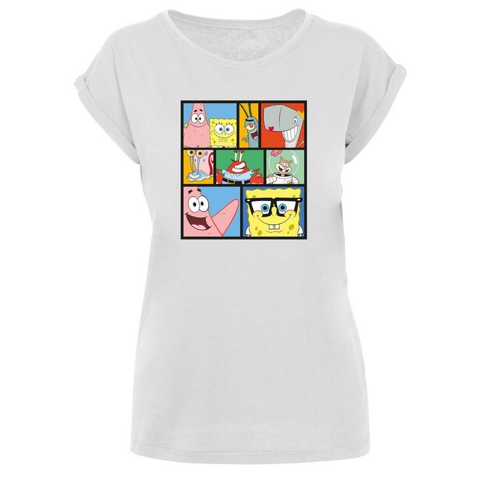F4NT4STIC T-Shirt Extended Shoulder T Shirt 'Spongebob Schwammkopf Collage' Damen Premium Merch Regular-Fit Kurze Ärmel Bedruckt
