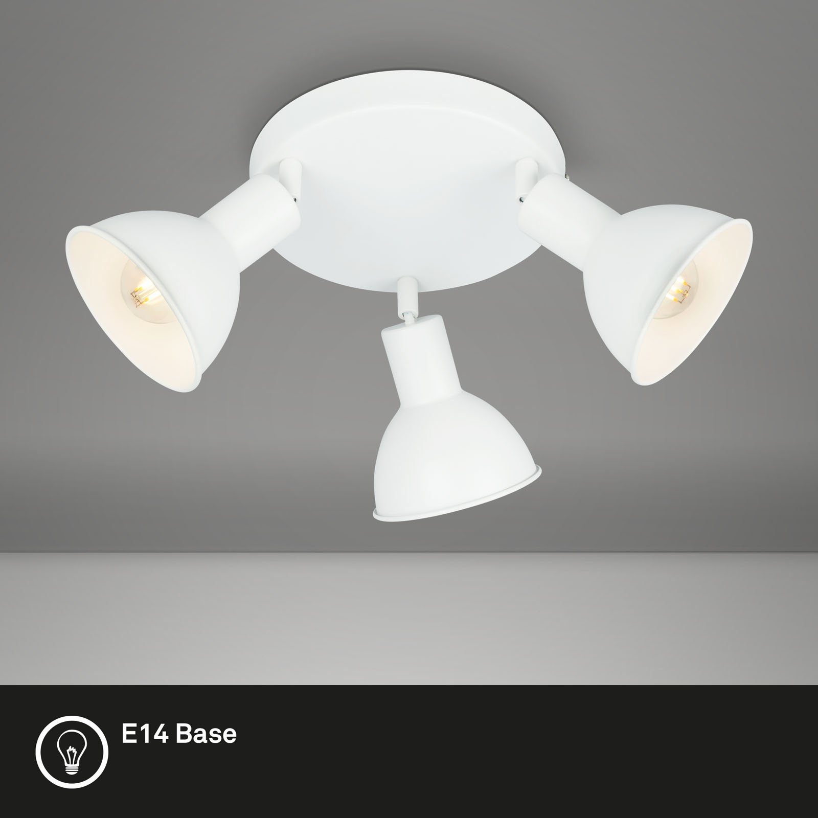 Briloner Leuchten Deckenspots E14 Strahler 2674-036, Leuchtmittel, exkl. weiß, Wohnzimmer, 3-flammig, ohne schwenkbar