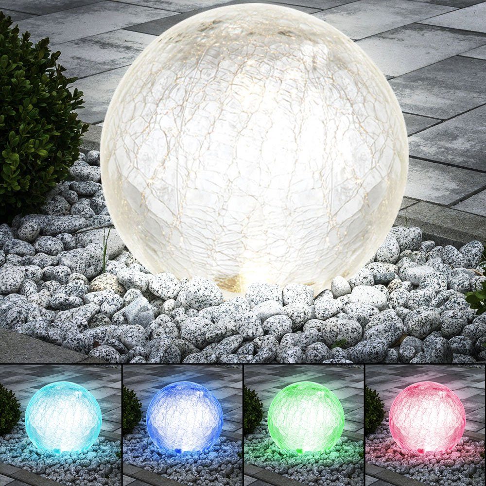 etc-shop LED Gartenleuchte, RGB LED Solar Leuchte Steck Lampe Beleuchtung  Glas Kugel Außen Strahler Farbwechsel